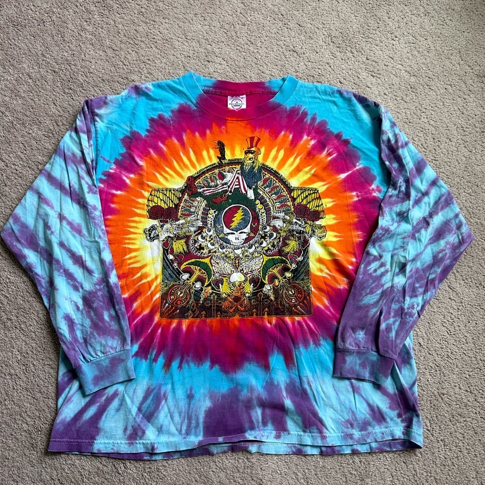 Vintage 90s Grateful Dead Jerry Tye Dye Long Sleeve With Jerry Garcia On Back